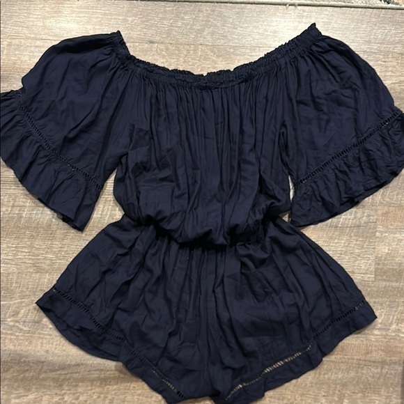 Live 4 Truth Pants - Live 4 Truth Navy Blue Off-Shoulder shorts Romper Size Large